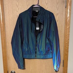SHEFIT Cropped Windbreaker Iridescent Blue Jacket